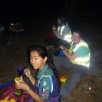 Night hikers having Noodles at Base 4